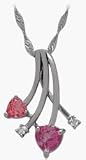 10K White Gold Pink Tourmaline Gemstone & Diamond Pendant