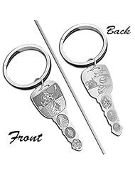 Saint Christopher Double Sided "Travelers Key" Keychain - Available in Sterling Silver or Yellow Gold-Filled