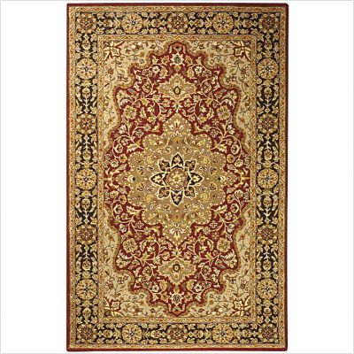 Safavieh Heritage Collection HG760B Handmade Red and Black Hand-Spun Wool Round Area Rug, 3-Feet 6-Inch