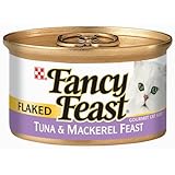 Fancy Feast Gourmet Cat Food, Flaked Tuna and Mackerel Feast, 3-Ounce Cans (Pack of 24)