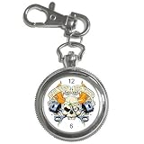 Key Chain Watch of Live Fast Die Young Skull Flames and Pistons (Harley Davidson, Hog, Motorcycle Riding, Bike Riding, West Coast Choppers, Orange County Choppers, American Chopper)