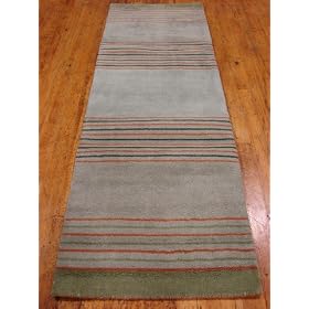 2'8 x 8'2 Gray Hand Tufted Wool Gabbeh Runner Rug