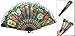 uxcell Plastic Ribs Cut Out Floral Print Summer Folding Hand Fan