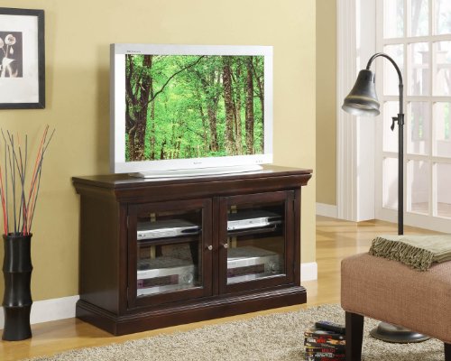 Dark Cherry Finish Wood Plasma TV Console Stand Entertainment Center