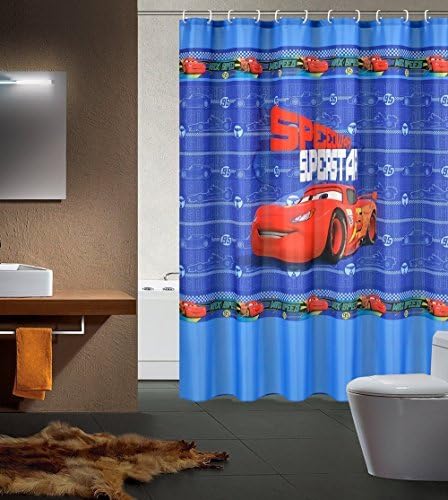 BetterJonny - Lightning McQueen Bathroom Fabric Shower Curtain w/ 12 Hooks New Home Decor Gift