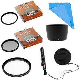 GTMax ET-60 58mm Lens Hood & 3 (UV/Haze/CPL) Filter kit for Canon EF 75-300mm f/4.0-5.6 USM, II, II USM, III & III USM Lenses, Canon EF-S 55-250mm IS Lens