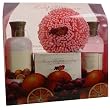 Tropical Fruit Duos Gift Set- 4 Piece Set, Shower Gel, Lotion, Soap and Puff, Cranberry Orange