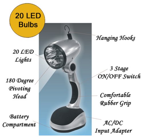 BATTERY OPERATED 20-LED DESK LAMP