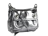 COACH Silver Metallic Gunmetal Leather Poppy X-Body Button Bag 44038 SV/GM