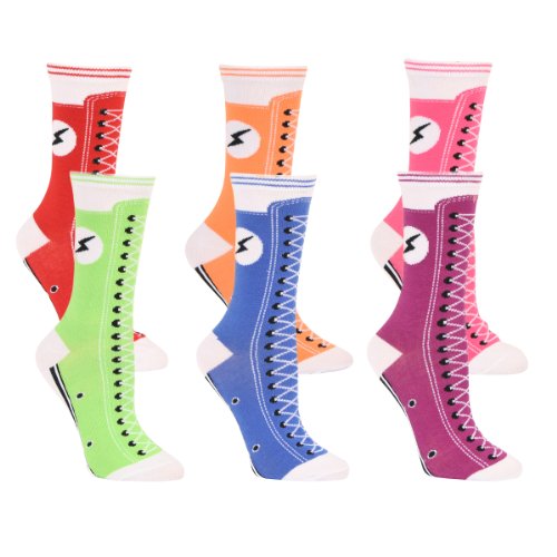 Women's Fun and Colorful Crew Sock 6 Packs