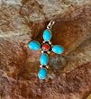Turquoise & Red Coral Cross