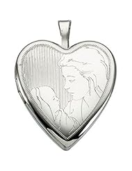 Child with Mother Heart Shaped Locket Pendant in Sterling Silver