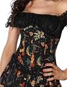Living Dead Souls Black Tattoo Print Corset with Steel Boning