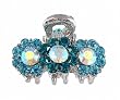 Hair Clip - H7- Crystal Flowers - Sm Size (1"x 3/4") ~ Aqua and Blue Zircon