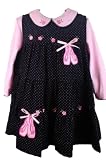 Fall Winter Rare Editions Girls Navy Blue Pink Polka Dot Ballet Dress