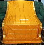 2 Rod Pocket Pumpkin Silk Sari Drapes, Panels, Curtains - India