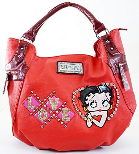 Red Betty Boop Love Heart Rhinestone Studded Handbag