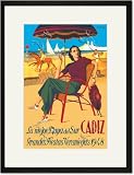 Black Framed/Matted Print 17x23, Cadiz, la Mejor Playa del Sur