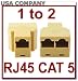 RJ45 1x2 Ethernet Connector Splitter, Light Beige