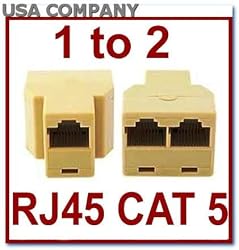 RJ45 1x2 Ethernet Connector Splitter, Light Beige