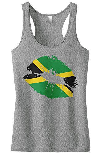 Threadrock Women's Jamaica Flag Lips Jamaican Kiss Racerback Tank Top