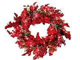 GKI Bethlehem Lighting Red Berry 24-Inch Christmas Christmas Wreath with 50 Red Mini