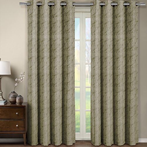 Tabitha Jacquard Grommet Top Curtain Panel (each) 54 x 108 Taupe