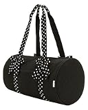 Medium Quilted Duffle Bag with Detachable Polka Dots Ribbons (Black/White)