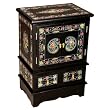 Handmade Asian Furniture - 28" Black Lacquer Storage Cabinet / End Table With Painted Flowers