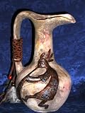 NATIVE AMERICAN INDIAN PRIMITIVE ANASAZI KOKOPELI PETROGLYPH CISTERN JUG, Anastasi Kokopelli Ancient Ones Pueblo Rock Art Spirit Vision Art Relic Gallery Style Decorative Pottery Pitcher!