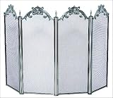 Outdoor Living : UniFlame 4 Fold Ornate Fully Cast Satin Antique Solid Brass Screen