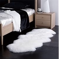 Genuine Sheepskin Rug Double Pelt Natural White Fur 2x6