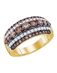 Brown Chocolate Diamond Ring Fashion Band 10k Yellow Gold (1.59 ct.tw.)