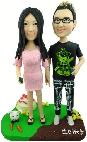 Model 31 Fully Customized Bobble-head Clay Figurines Based on Customers' Photos Using As Wedding Cake Topper, Gifts, Souvenirs, Decorations