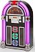 Electronics : REPRODUCTION JUKEBOX (REAL WOOD VENEER) CD/MP3 PLAYBACK WITH SOUND-TO-LIGHT LED TUBE LIGHTING (7 COLOUR) BY DIGITEL TECHNOLOGY LTD