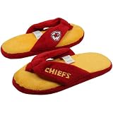 NFL Kansas City Chiefs Ladies Red-Gold Plush Thong Flip Flop Slippers (Small)