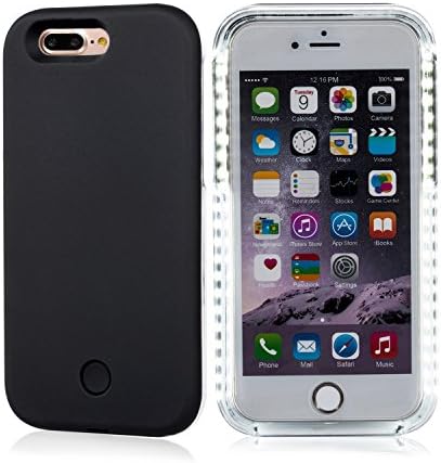 GIKER CASE iPhone 7 plus Illuminated Cell Phone Case iPhone 7 plus Led Illuminated case Great for a Bright Selfie and Facetime, Dimmable (Black)