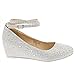 Chase & Chloe Womens 36-BOBBY12 Round Toe Med Low Heel Wedge Pump
