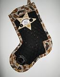 Black Diamonds Quilt Christmas Stockings Handcrafted Keepsakes Personalized with Picture Frames - FREE Shipping