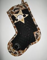 Black Diamonds Quilt Christmas Stockings Handcrafted Keepsakes Personalized with Picture Frames - FREE Shipping