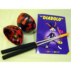 Diabolo Set Harlekin medium zweifarbig schwarz/rot mit Alu-Handst�ben und Spielanleitung