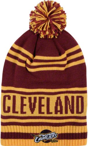 NBA Men's Classic Teams Pom Knit Hat - Kf09Z, Cleveland Cavaliers, Blue/ White/ Orange, One Size