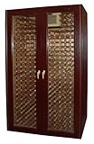 Vinotemp VINO-440MONACOM Double Door Wood Wine Cabinet with Beveled Glass Windows from the Monaco Series