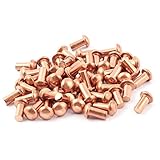 uxcell ファスナー　ソリッドリベット　ラウンドヘッド　銅　50個入り