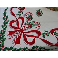 Vintage Candy Canes Christmas Tablecloth