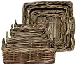 Country Rattan Square Trays Set / 4 L-18" X 18" x 6"