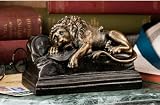 19th Century Historical Switzerland Monument Replica Iron Lion Desktop Statue Sculpture