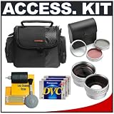 Deluxe Accessory Kit with Carrying Case + Mini DV Cassette 3-Pack + 2x Telephoto Lens + 0.5x Wide Angle Lens + 3-Piece Filter Kit + Cleaning Kit for Compact Mini DV Camcorders