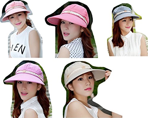 【ARINCO】 小顔効果 折り畳み 2way サンバイザー 帽子 レディース 旅行 コンパクト 春 夏 レジャー レース