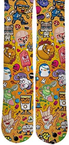 DopeSox Men's So Cool Cartoon Printed Elite Socks One Size (6-12) White